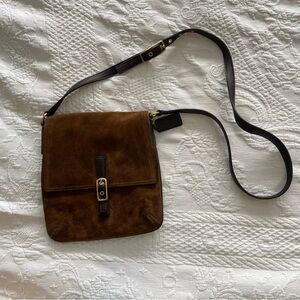 Coach Vintage Brown suede Leather Crossbody Bag
